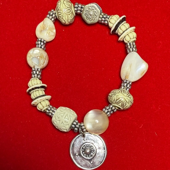 Chico's Jewelry - Chico's Cream and Silver Beaded Bracelet